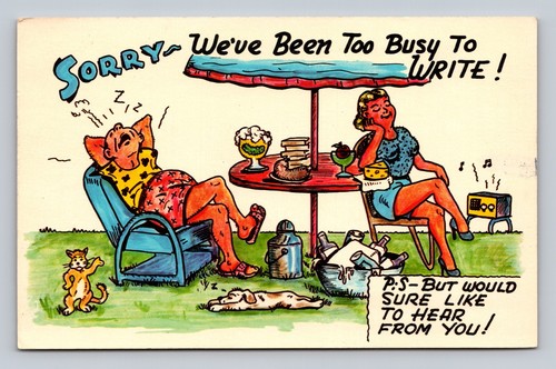 Vintage comic postcard couple - postcard,